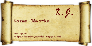Kozma Jávorka névjegykártya
